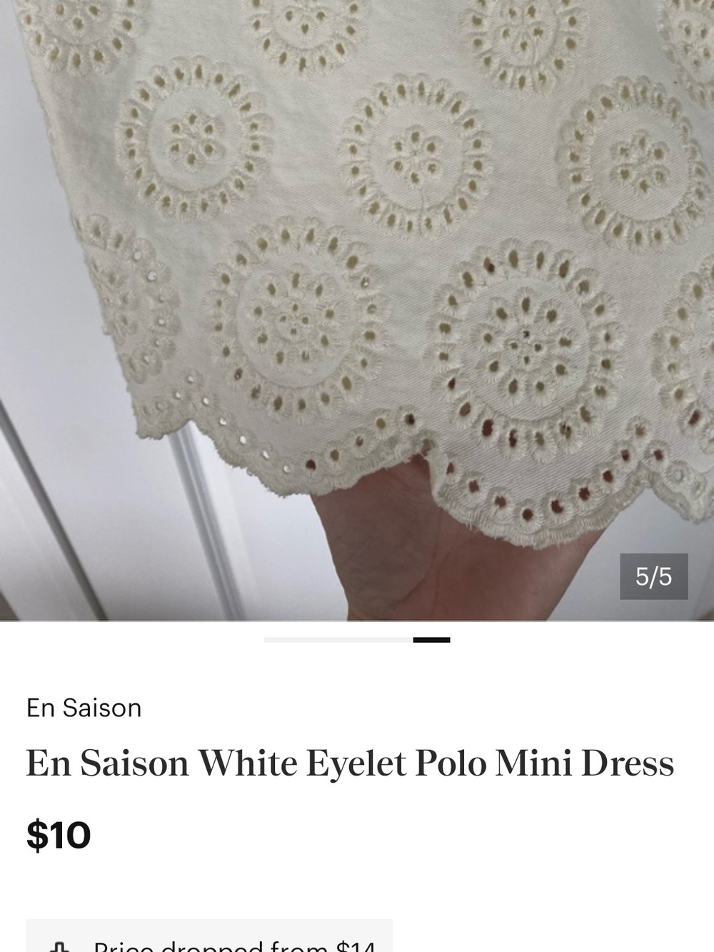 En Saison White Eyelet Button-Front Shift Dress - Picture 2 of 7